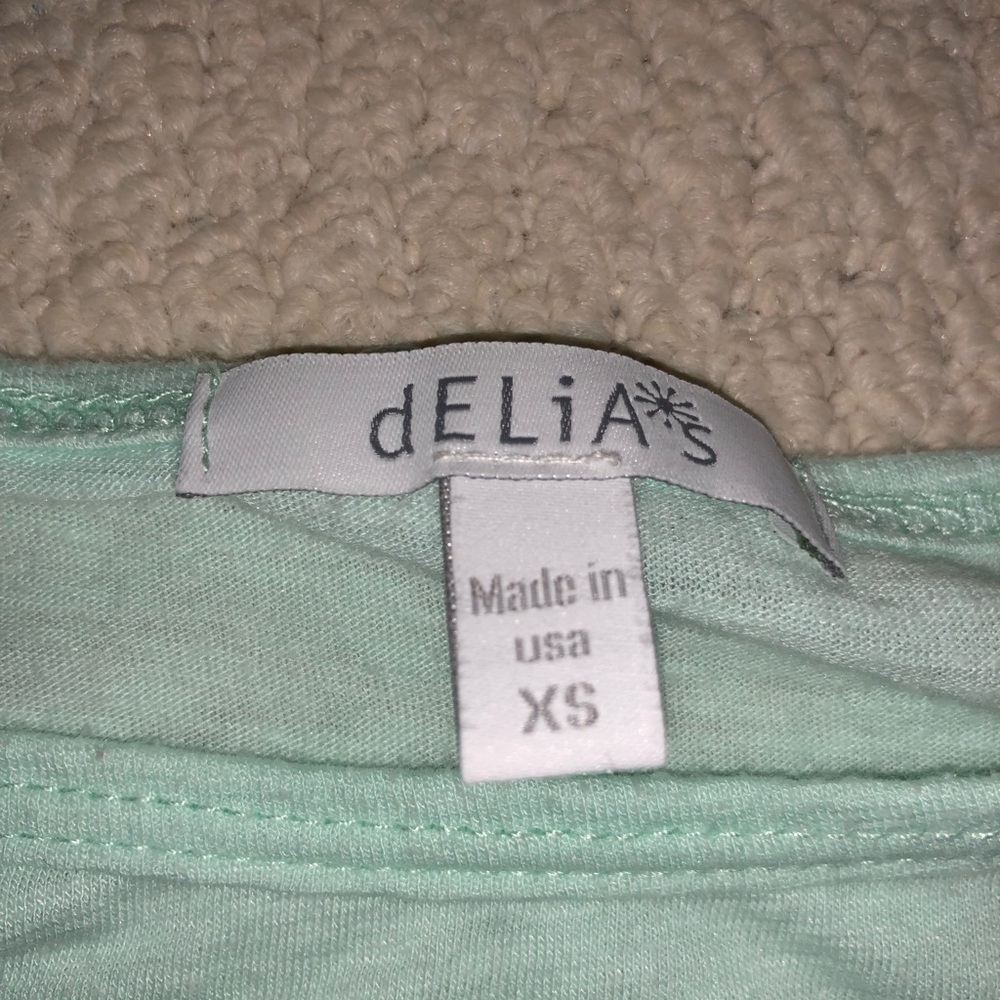 Delia’s Teal Crop Tie-Top - Picture 3 of 4